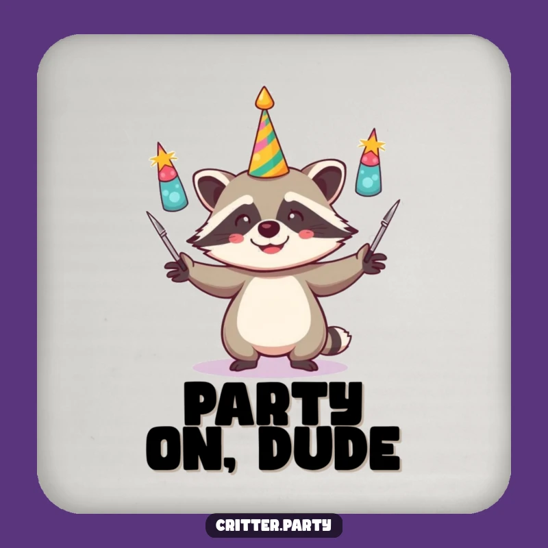 Funny Raccoon Juggling Horns Coasters: Protect Surfaces with Funny Flair