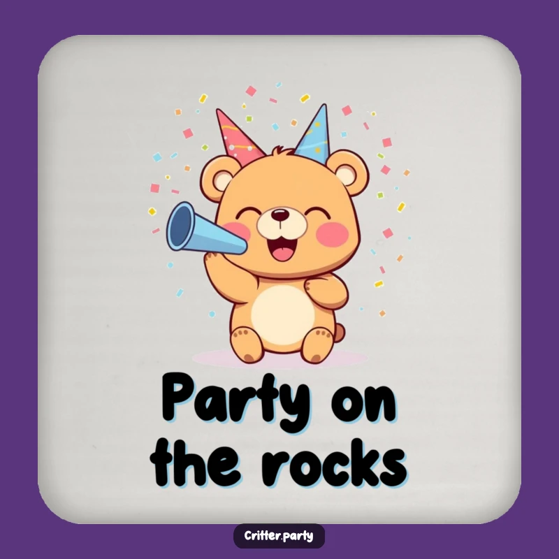 Funny Bear Confetti Drink Coaster: Protect Your Table with Party Fun