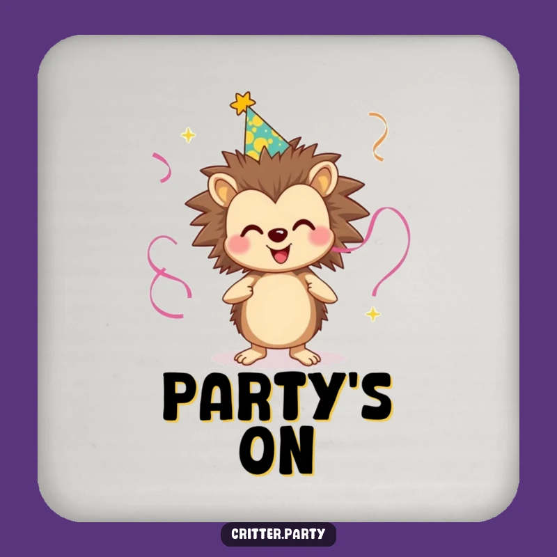 Funny Hedgehog Party Drink Coaster - Protect Surfaces with Festivity, Set of Funny Gifts