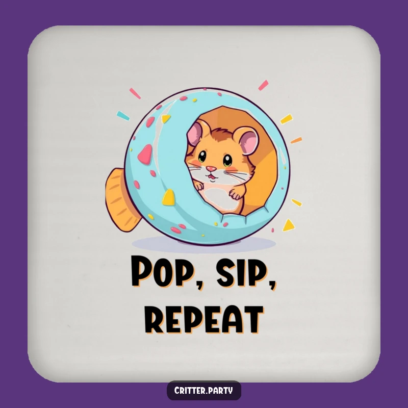 Funny Hamster Party Popper Surprise Coaster: Protect with Playful Pop