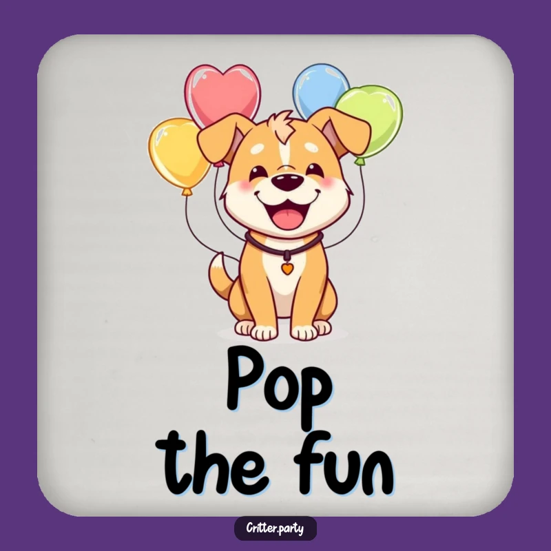 Funny Dog Balloon Coaster Set: Happy Pup, Perfect Gift for Table Protection