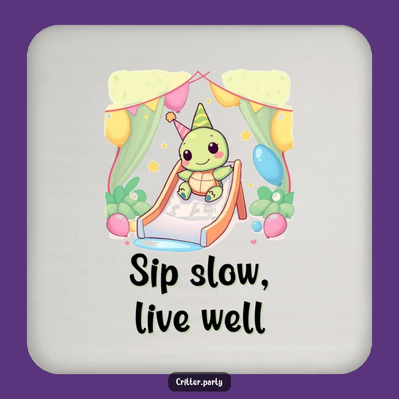 Funny Kawaii Turtle Party Slide Coaster: Happy Turtle Table Protector, Hilarious Gift