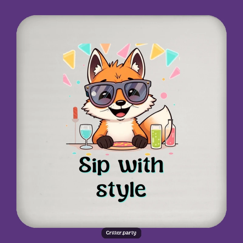 Funny Fox Party Glasses Coasters: Protect Surfaces with Sly Style