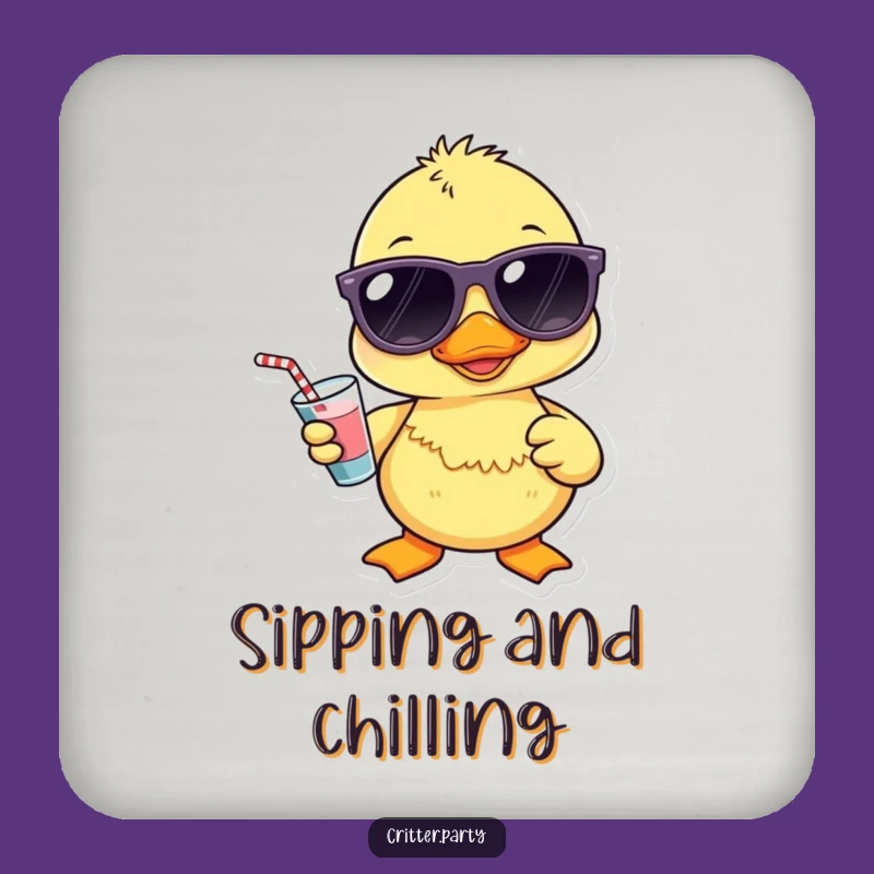 Funny Kawaii Duckling Sunglasses Coaster: Cool Drink Duck Table Protector, Hilarious Gift