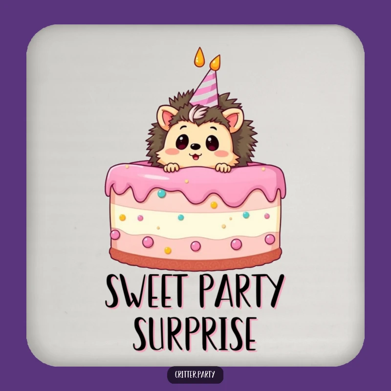 Funny Hedgehog Coasters: Curious Hedgehog in Cake, Protect Surfaces with Humor