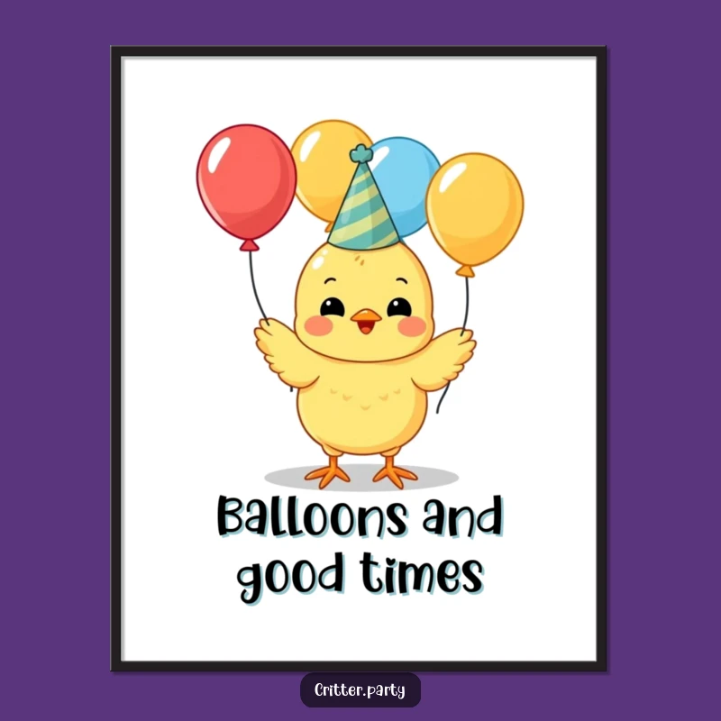 Funny Chick Juggling Poster: Party Celebration Art, Perfect Quirky Gift Decor