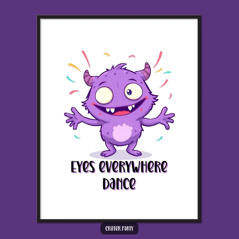 Funny Monster Poster: Decorate with This Dancing Purple Creature's Wild Energy