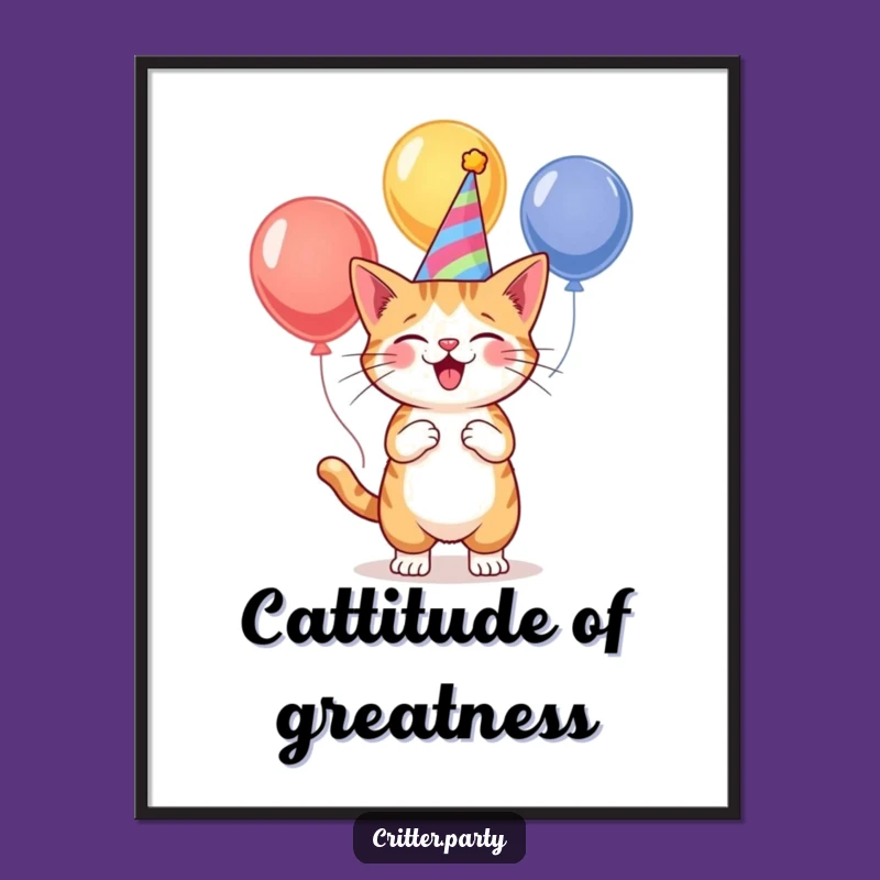 Funny Cat Party Juggler Poster: Brighten Walls with Hilarious Feline Fun