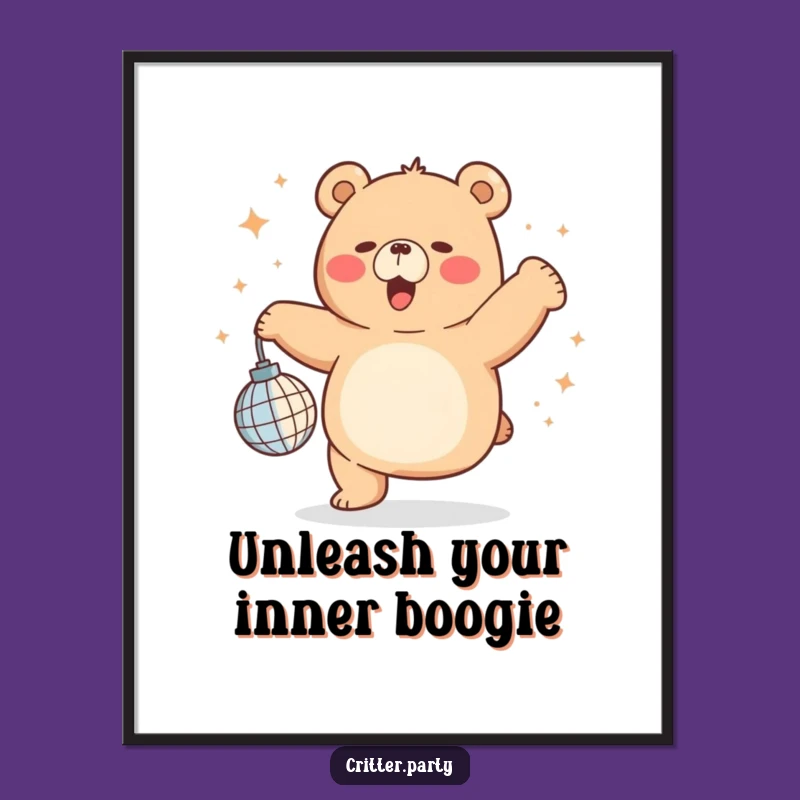 Funny Chubby Bear Disco Poster: Bring the Party Vibe to Your Walls