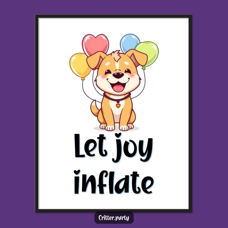 Funny Dog Balloon Poster: Happy Pup Art, Perfect Comical Wall Decor