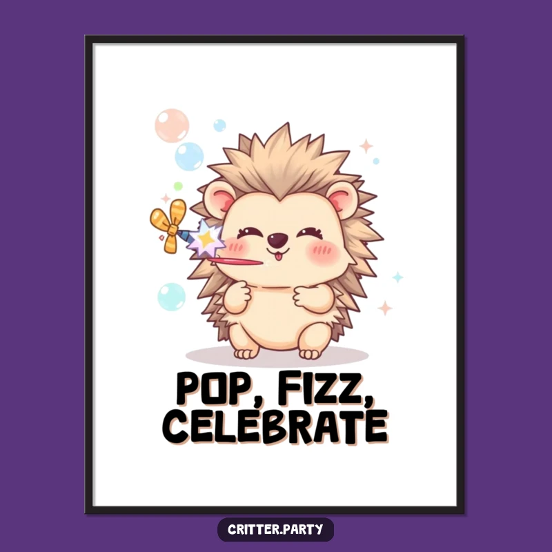Funny Hedgehog Bubble Popper Poster: Whimsical Wall Art for a Cheerful Atmosphere