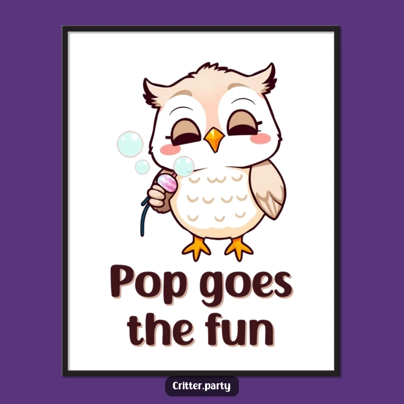 Funny Owl Party Poster: Bubble Art, Perfect Whimsical Wall Decor