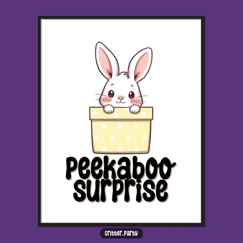 Funny Rabbit Poster: Decorate with This Hilarious Gift Box Peek for Whimsical, Curious Charm!