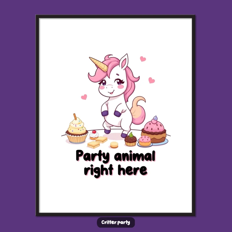 Funny Unicorn Poster: Giggling Dancer Art, Perfect Treat Lover Wall Decor