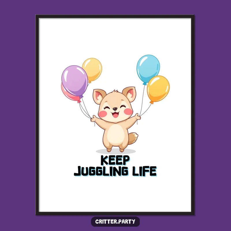 Funny Juggling Animal Poster: Decorate with Vibrant Humor and Playful Charm!