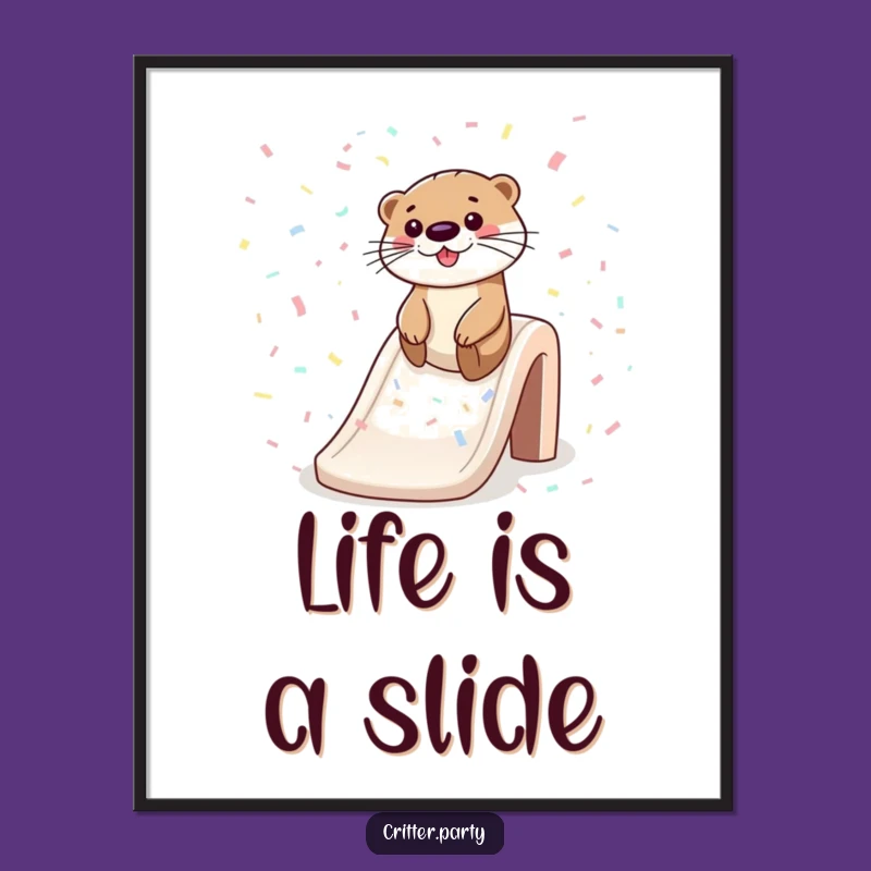 Funny 'Otter Slide' Poster: Playful Wall Art for a Fun Home