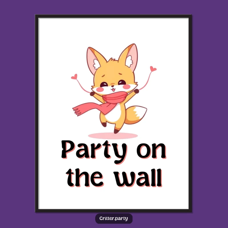 Funny Dancing Fox Poster: Vibrant Streamer Scarf Art, a Hilarious Funny Decor Gift!