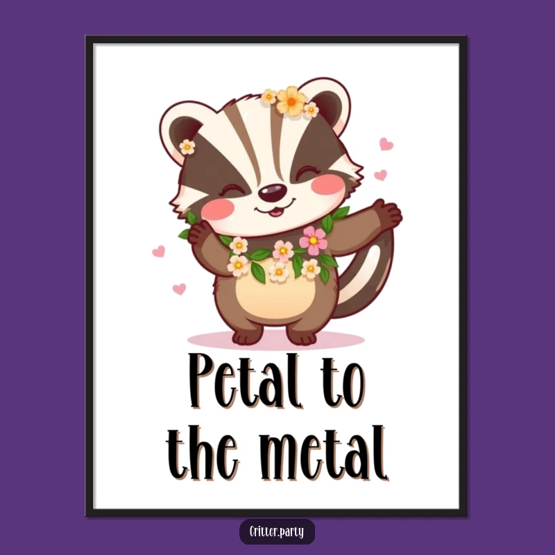 Funny Badger Flower Dance Poster: Bring Nature's Cheer Indoors
