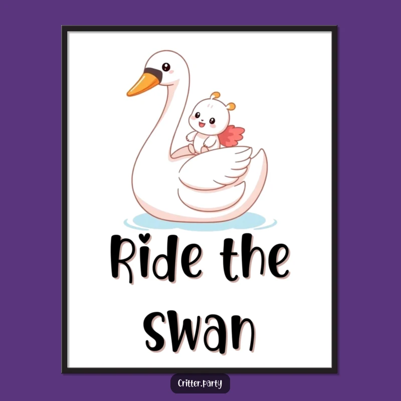 Funny Swan Rider Poster: Decorate with Joyful Adventure and Humorous Charm!