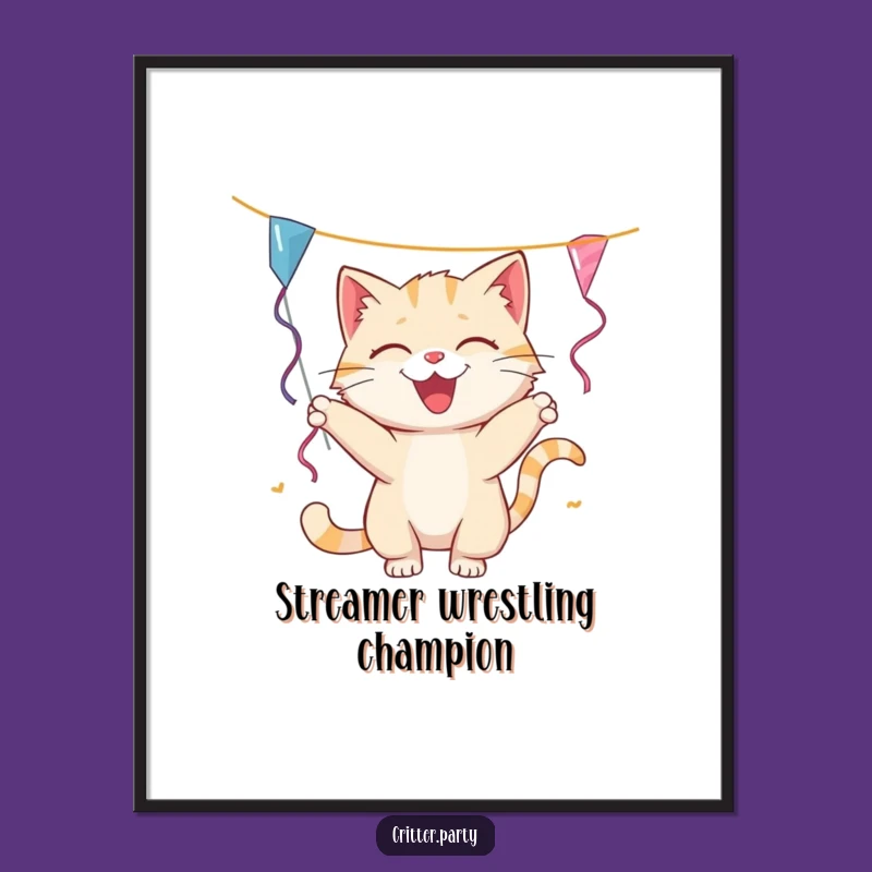 Funny Cat Streamer Poster: Decorate Your Walls with Playful, Hilarious Art