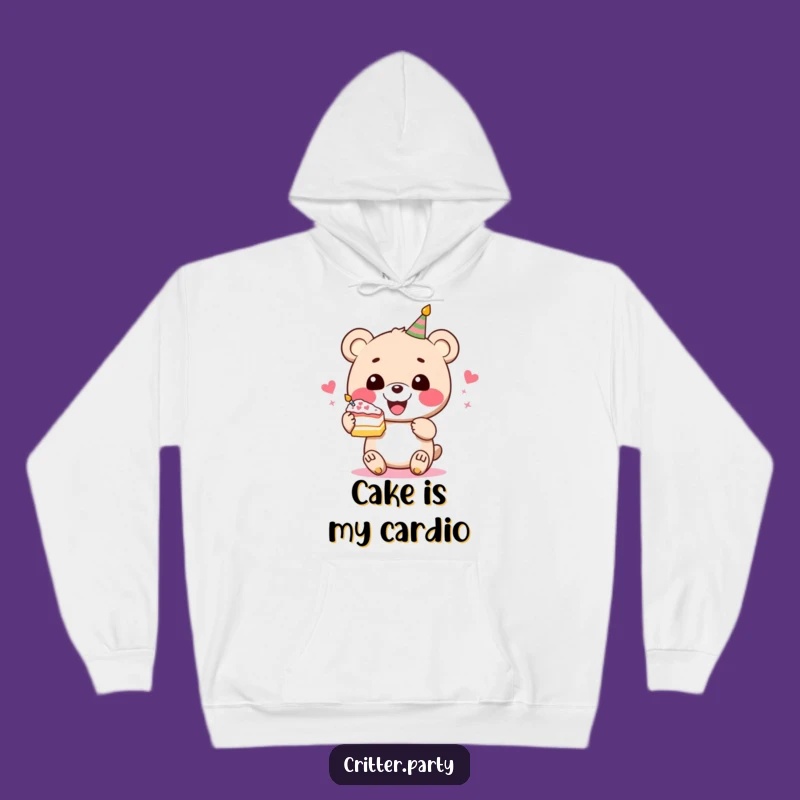 Funny Bear Cake Hoodie: Cozy Glee Bear Festive Treat, Ultimate Funny Gift