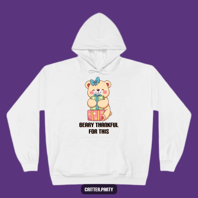 Cozy Funny Bear Hugging Presents Hoodie: Warm Comfort and Funny Cheer