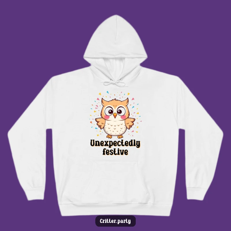 Cozy Funny Kawaii Owl Confetti Explosion Hoodie, Warm Surprise Gift for All