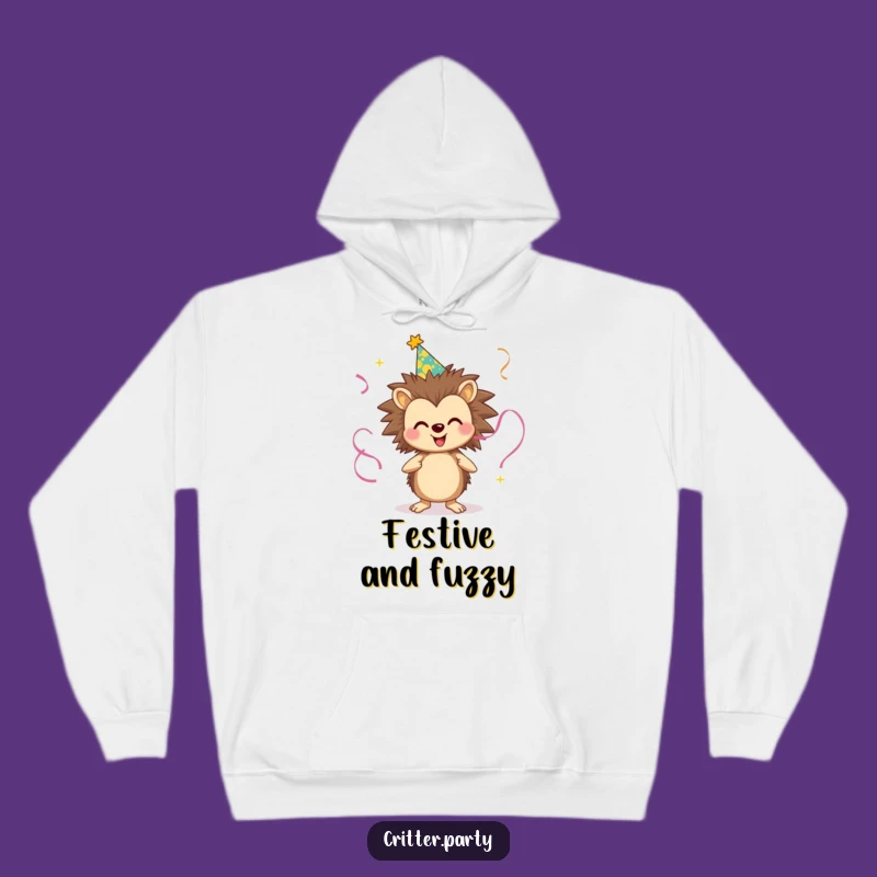 Funny Hedgehog Party Hoodie - Cozy Sweatshirt for Festivities, Warm & Humorous, Ideal Funny Gift