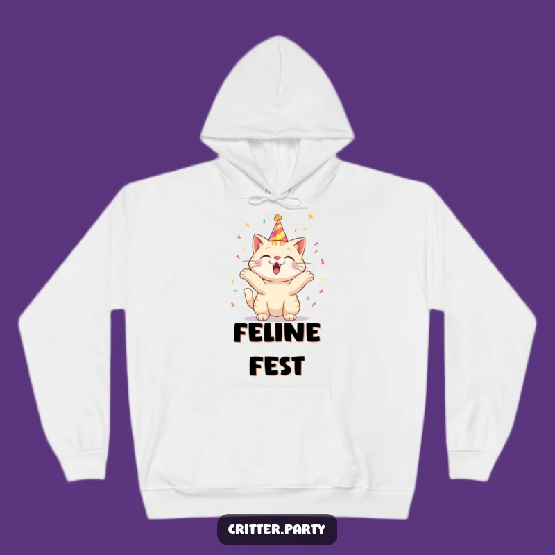 Funny Cozy Hoodie: Cat's Confetti Bash, The Ultimate Funny Gift!
