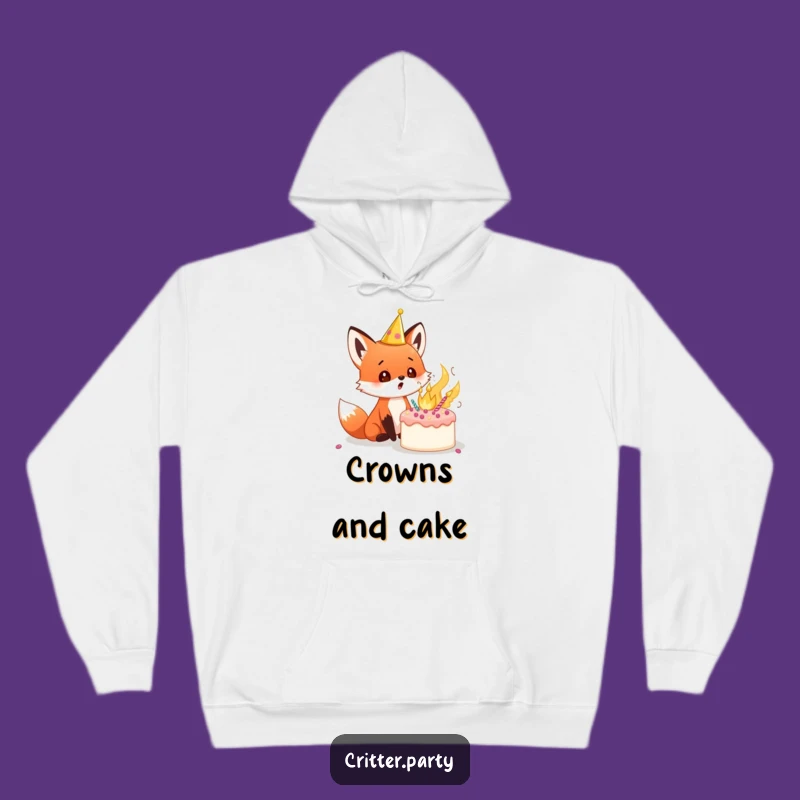 Funny Fox Cub Hoodie: Cozy Up with This Surprised Exploding Cake Party Design
