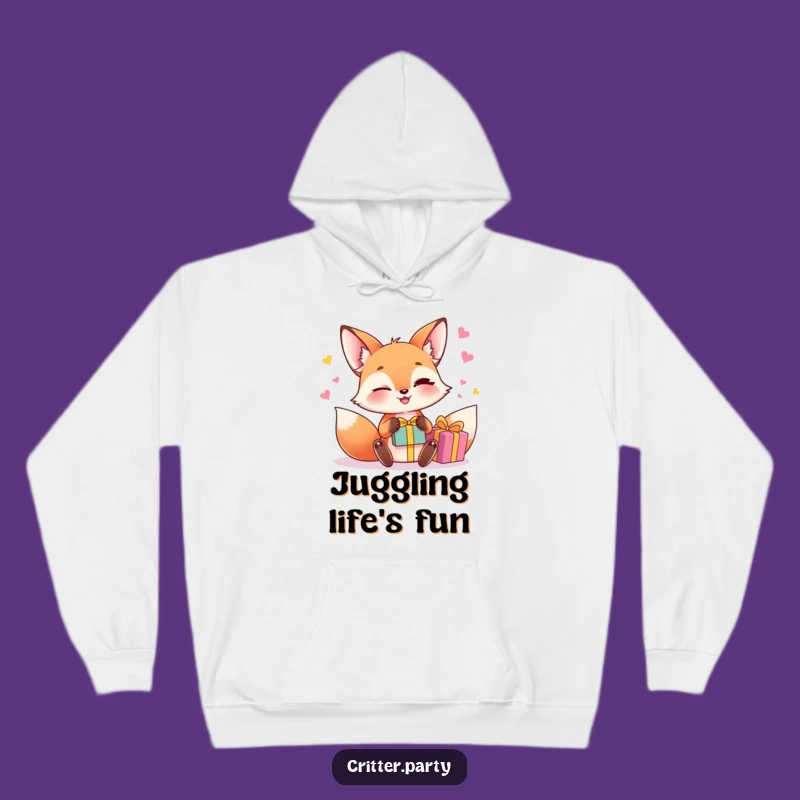 Funny Fox Juggling Hoodie: Cozy Witty Gift Box Style, Ultimate Funny Gift