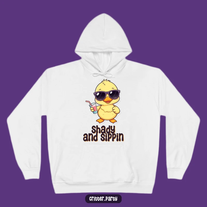 Funny Kawaii Duckling Sunglasses Hoodie: Cozy Cool Drink Duck Gift