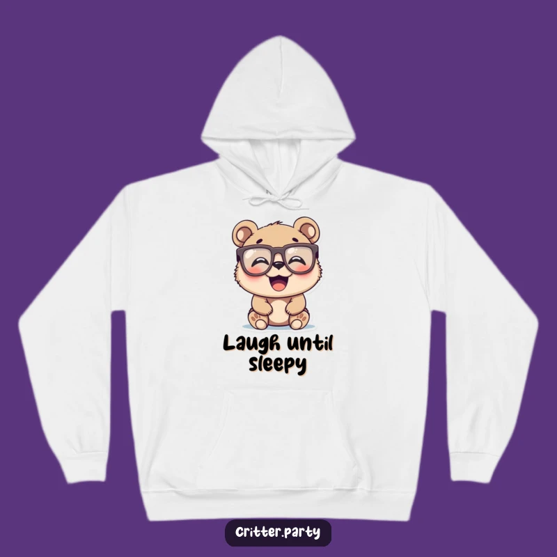 Funny Bear Cub Hoodie: Cozy Novelty Glasses Laugh Design, the Ultimate Funny Comfort Gift!