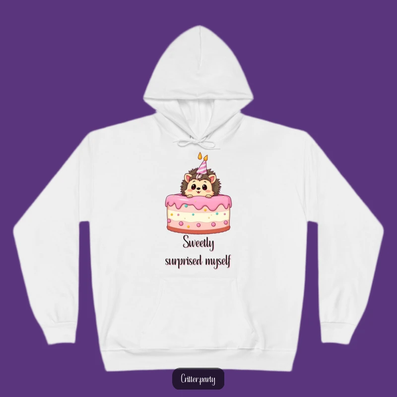 Cozy Funny Hedgehog Hoodie: Curious Hedgehog in Cake, Warm & Hilarious Gift