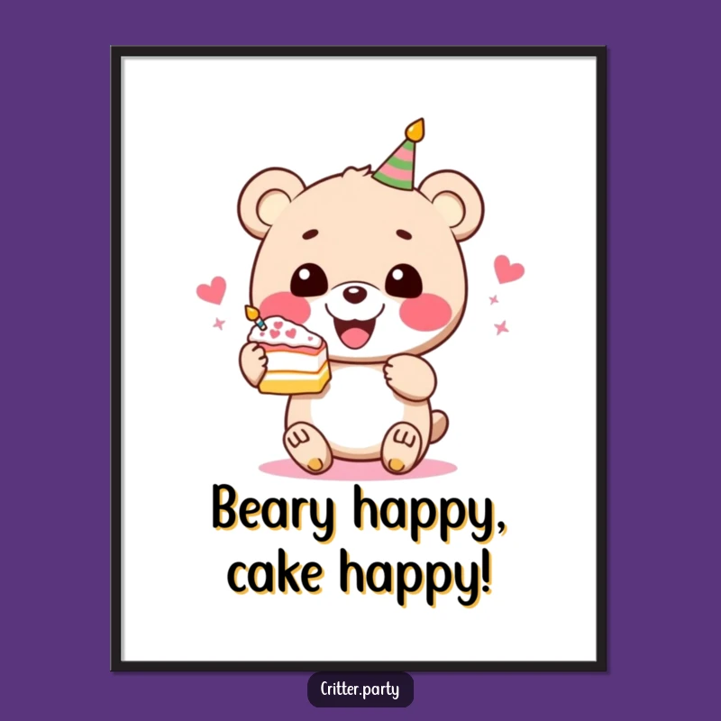 Free Printable Wall Art: Perky Bear Cake Fun, Humorous Downloadable Decor!