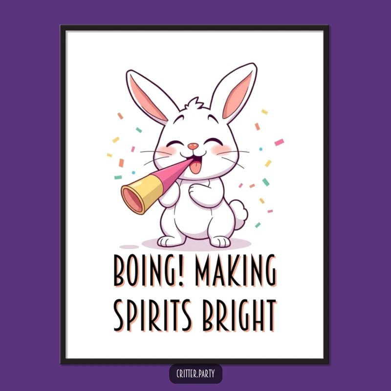 Free Printable Wall Art: Giggling Bunny Party Scene for Instant Cheer