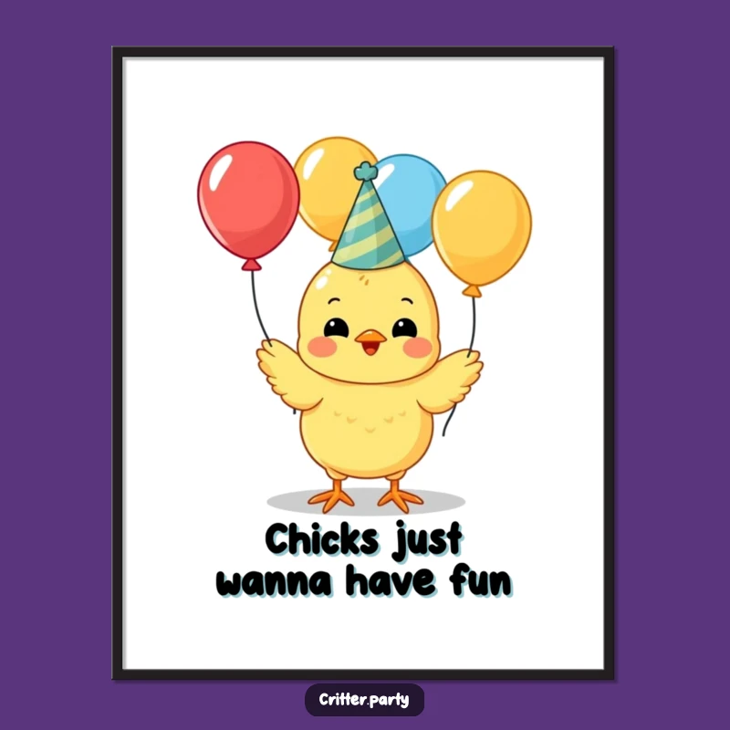 Free Printable Juggling Chick Art: Funny Baby Bird Downloadable Wall Decor