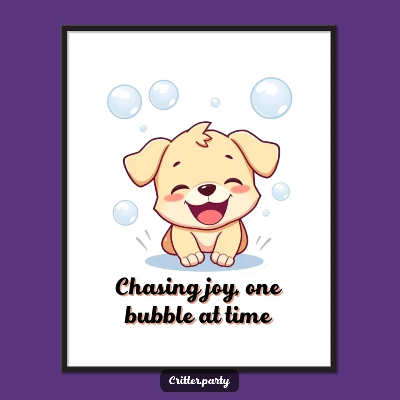 Free Printable Puppy Wall Art: Gleeful Bubble Chase Downloadable Playful Decor