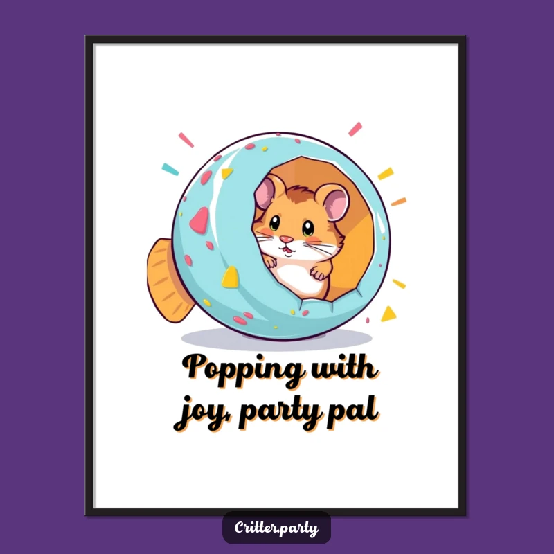 Free Printable Wall Art: Hamster Party Popper Funny Downloadable Art