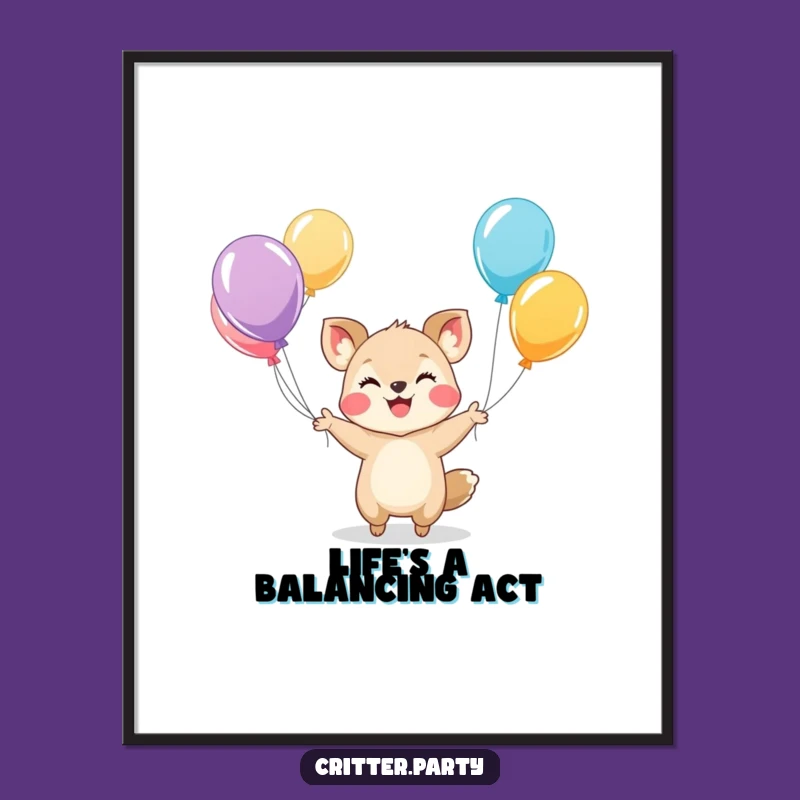 Free Printable Wall Art: Juggling Animal Hilarious Downloadable Decor for Cheerful Spaces