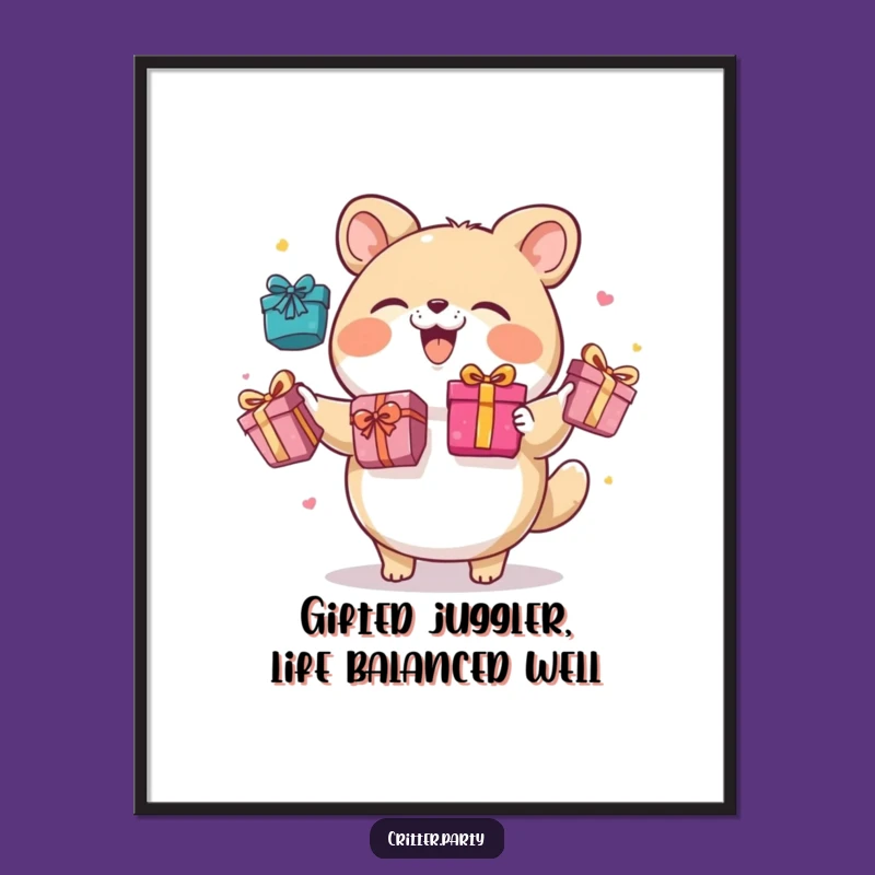 Free Printable Wall Art: Juggling Gifts Character, Funny Downloadable Decor