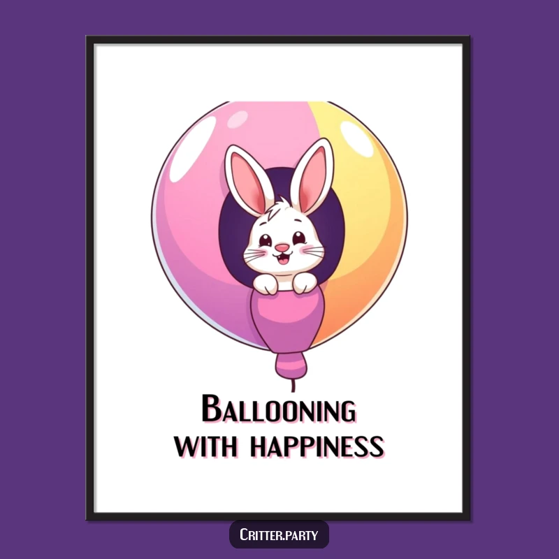 Funny Free Printable Wall Art: Bunny Balloon Whimsy Downloadable Art