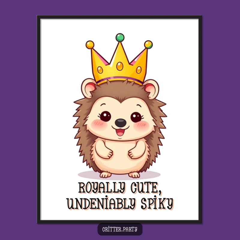 Funny Free Printable Wall Art: Hedgehog Party Crown, Quirky Downloadable Decor