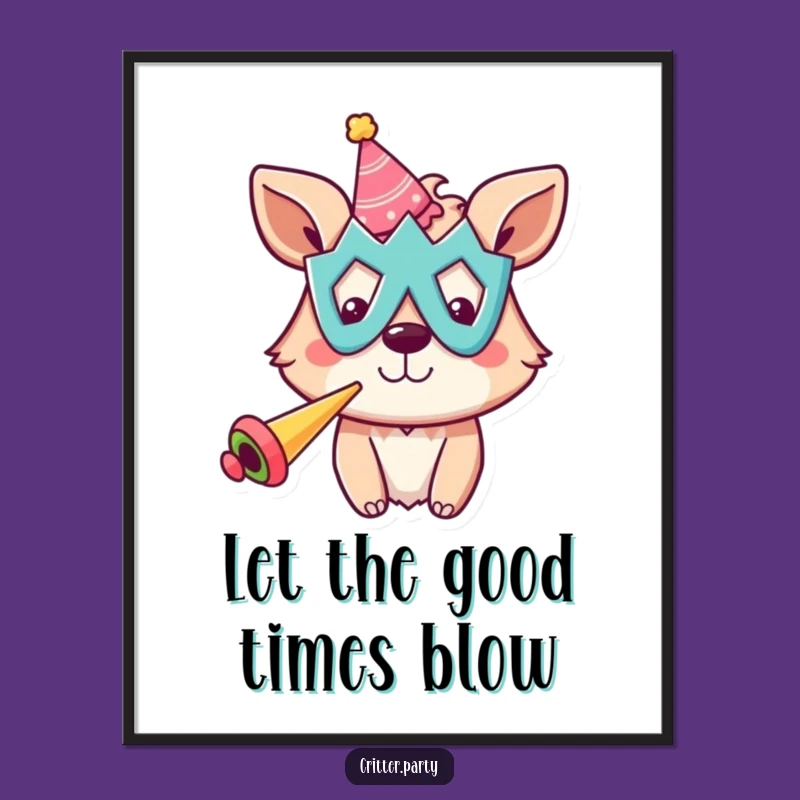 Free Printable Wall Art: Party Animal Horn Blower Hilarious Downloadable Decor for Fun