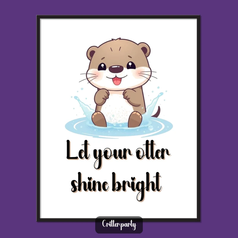 Funny Free Printable Wall Art: Playful Otter, Glitter Splash, Whimsical Downloadable Decor