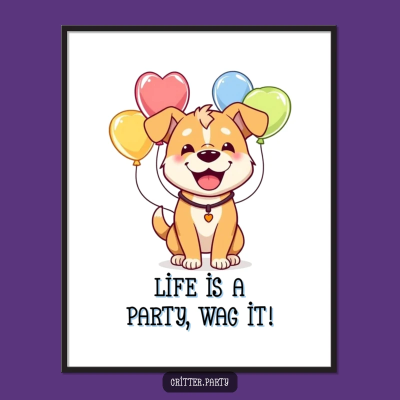 Free Printable Dog Wall Art: Funny Balloon Pup Decor Downloadable Gift
