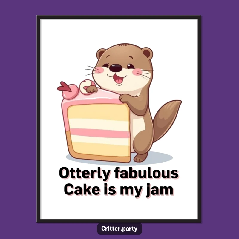Free Printable Otter Dance Wall Art - Funny Cake Downloadable Decor for Any Room