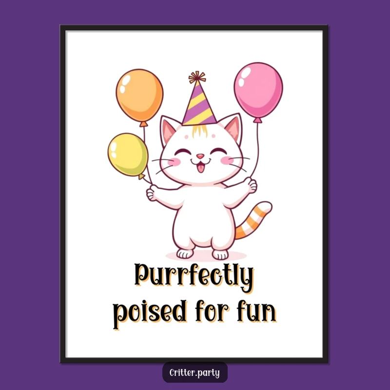 Free Printable Wall Art: Funny Juggling Cat Party Scene for Instant Whimsy