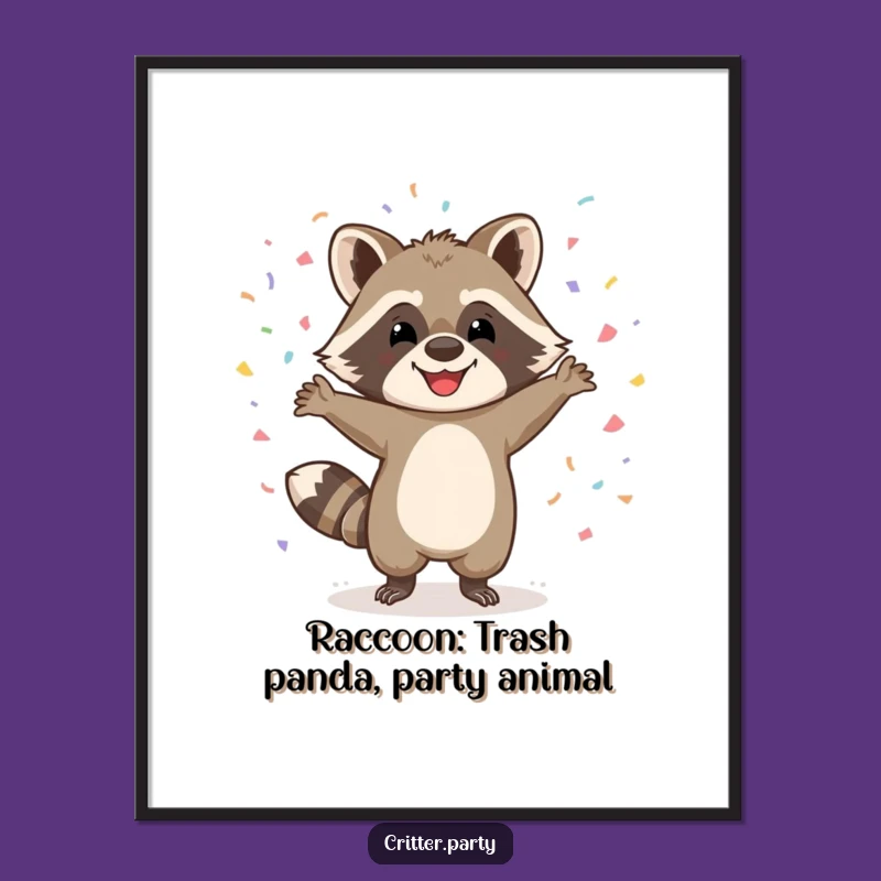 Free Printable Raccoon Dance Wall Art - Wild Confetti Downloadable Decor Gift
