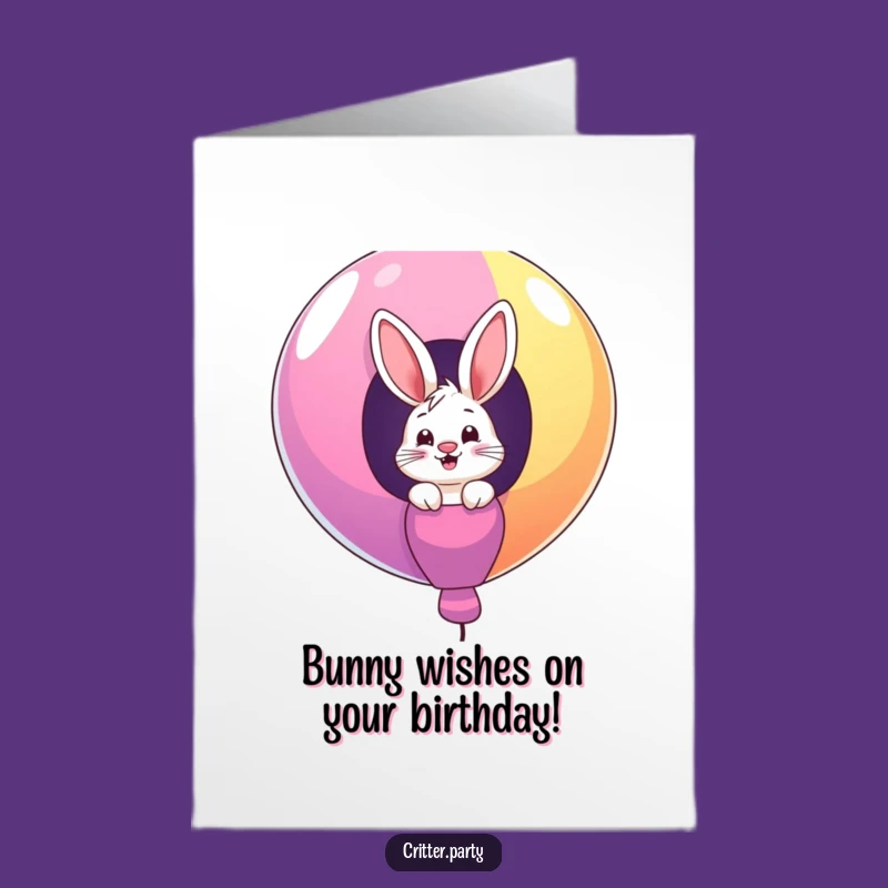 Free Printable Birthday Card: Bunny Balloon Surprise Funny Downloadable Gift